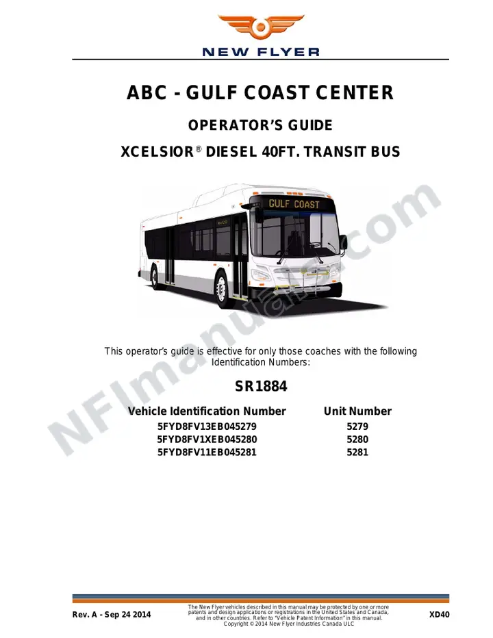 New Flyer XD40 Manual Package - ABC - Gulf Coast Center included manual preview