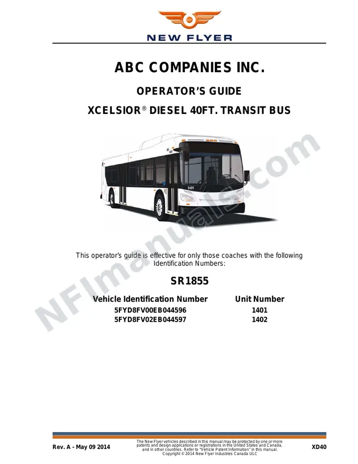 New Flyer XD40 Manual Package - ABC Companies included manual preview