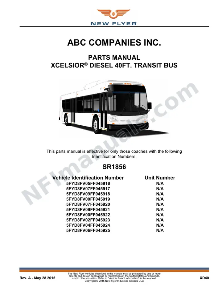 SR1856 Parts Manual, ABC Companies Inc. first-page preview