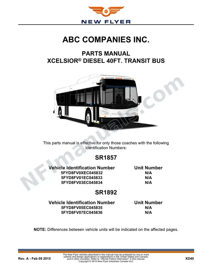 SR1857_1892 Parts Manual, ABC Companies Inc. first-page preview