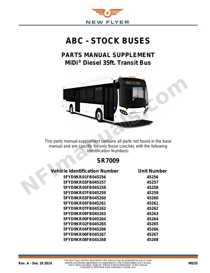 SR7009 Parts Manual, ABC - Stock Buses first-page preview