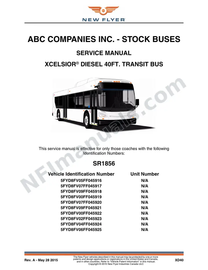 SR1856 Service Manual, ABC Companies Inc. - Stock Buses first-page preview