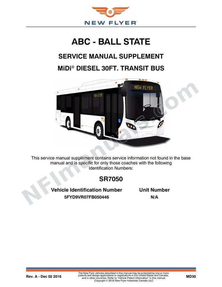 New Flyer MD30 Manual Package - ABC Companies - Ball State included manual preview