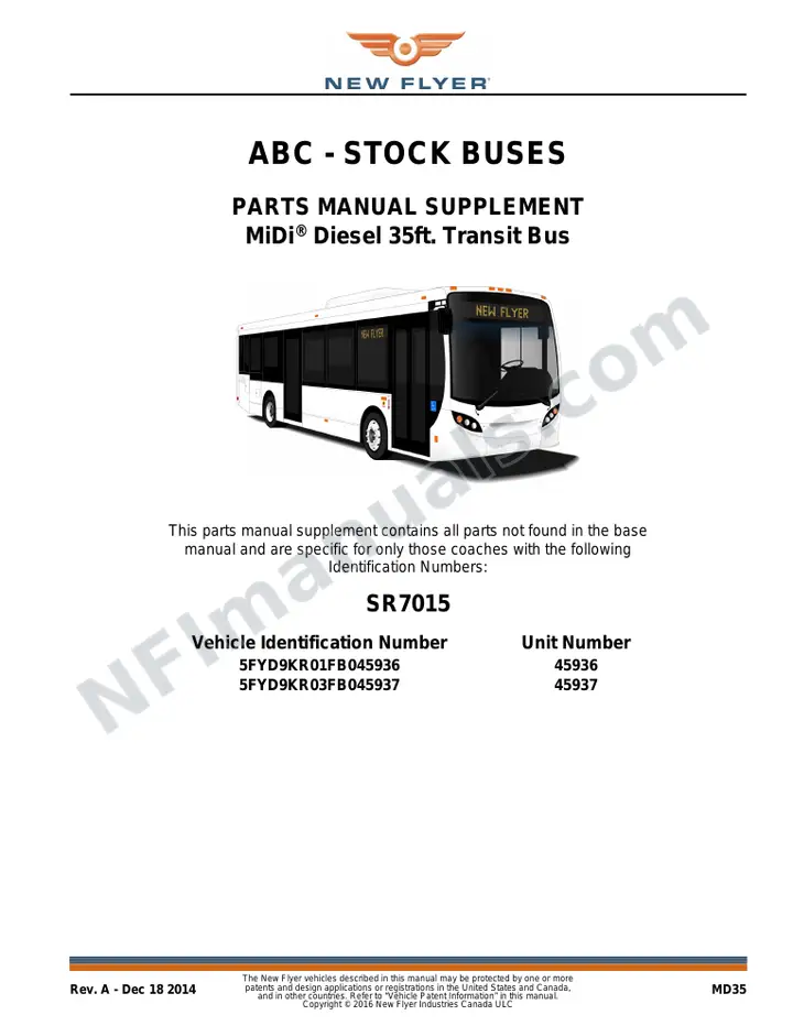 SR7015 Parts Manual, ABC - Stock Buses first-page preview