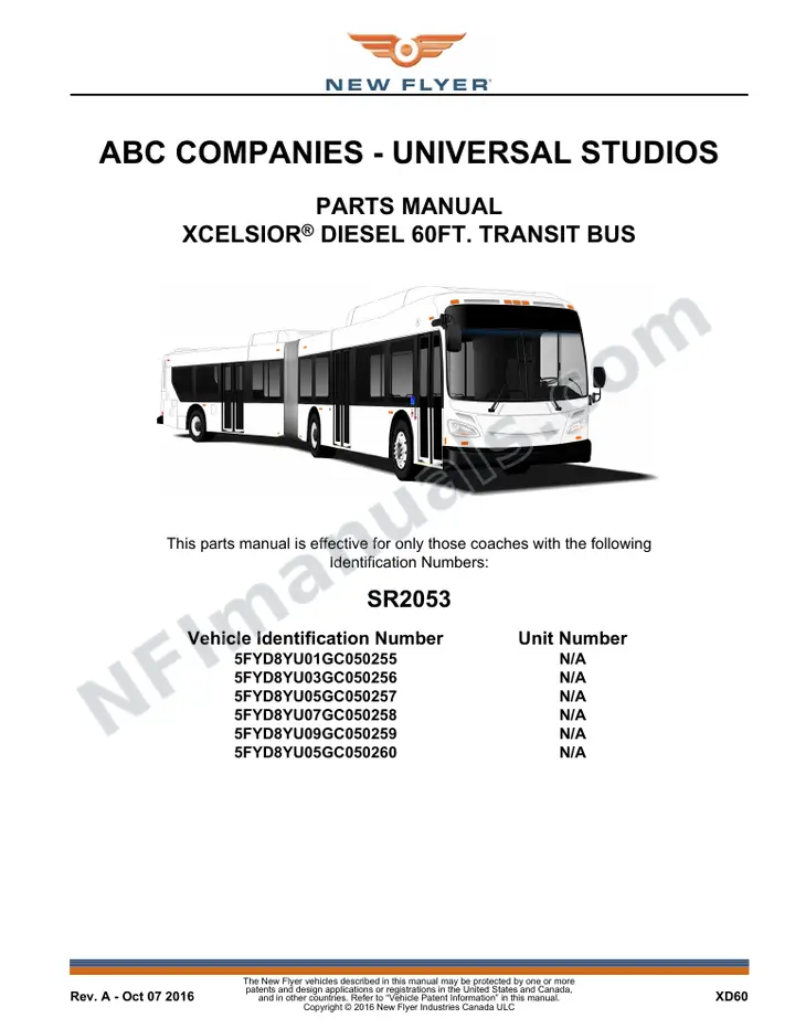 SR2053 Parts Manual, ABC Companies - Universal Studios first-page preview