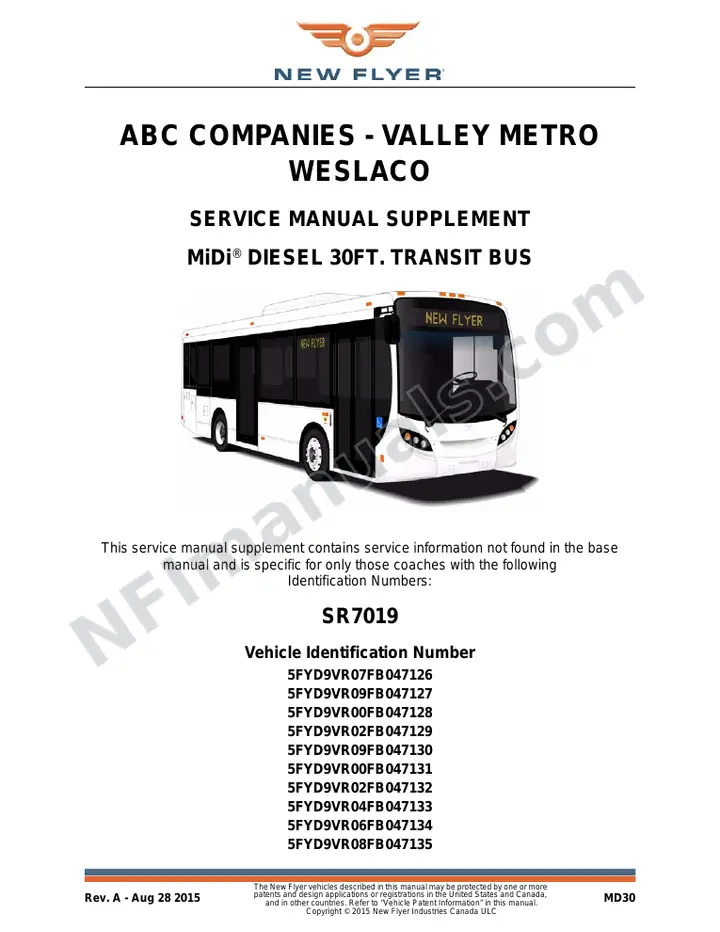 New Flyer MD30 Manual Package - ABC Companies - Valley Metro Weslaco included manual preview