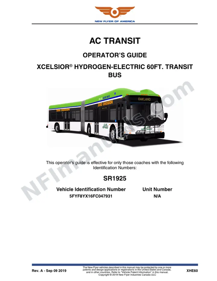 New Flyer XHE60 Manual Package - AC Transit included manual preview