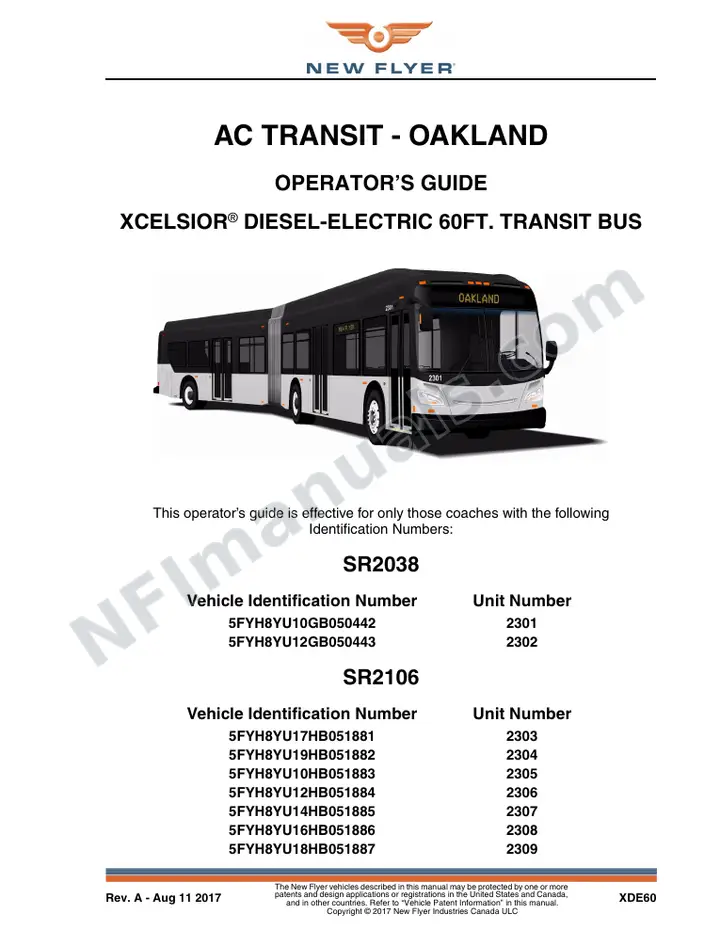 New Flyer XDE60 Manual Package - AC Transit included manual preview