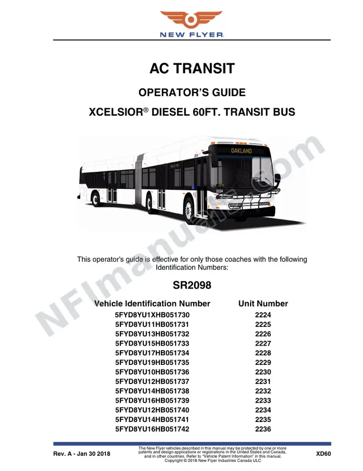 SR2098 Operator's Guide, AC Transit first-page preview