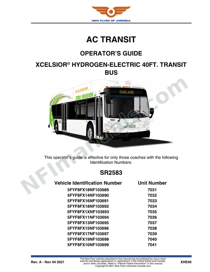 SR2583 Operator's Guide, AC Transit first-page preview