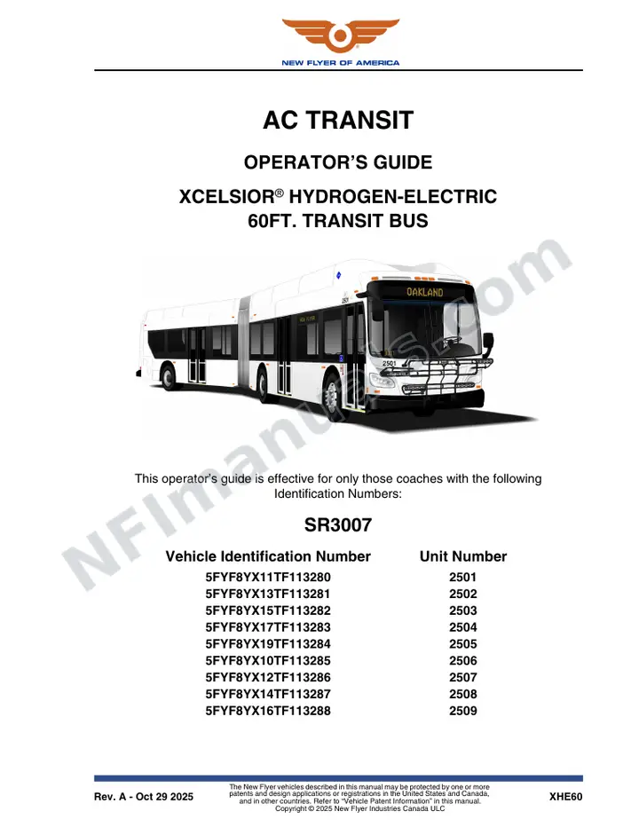 SR3007 Operator's Guide, AC Transit first-page preview