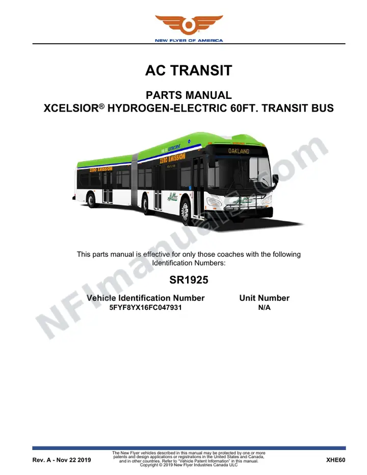 SR1925 Parts Manual, AC Transit first-page preview