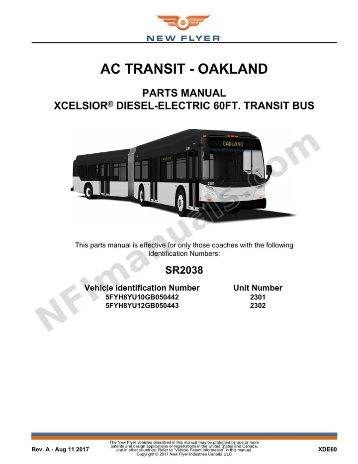 SR2038 Parts Manual, AC Transit - Oakland first-page preview