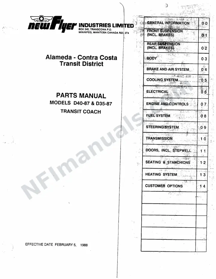 SR204_205 Parts Manual, Alameda - Contra Costa Transit District first-page preview