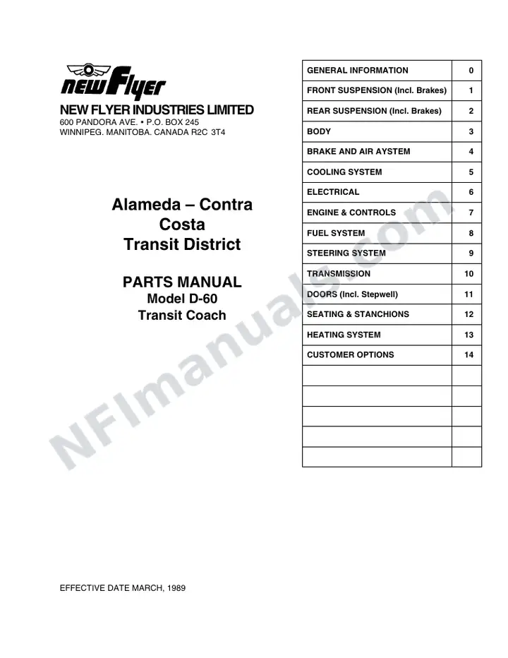 SR214 Parts Manual, Alameda Contra Costa District (AC Transit) first-page preview
