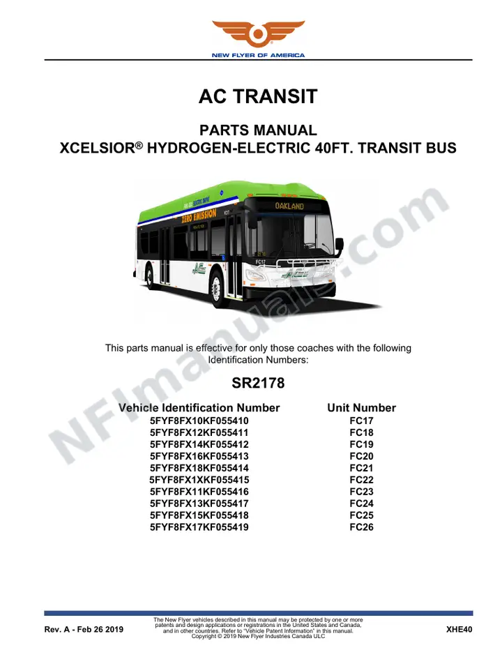 SR2178 Parts Manual, AC Transit first-page preview