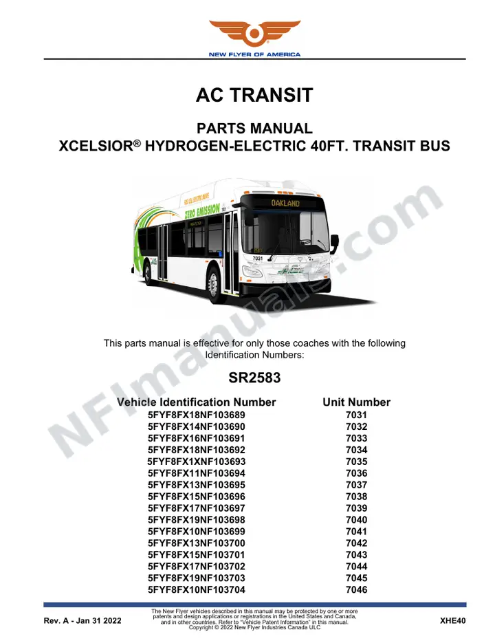 SR2583 Parts Manual, AC Transit first-page preview