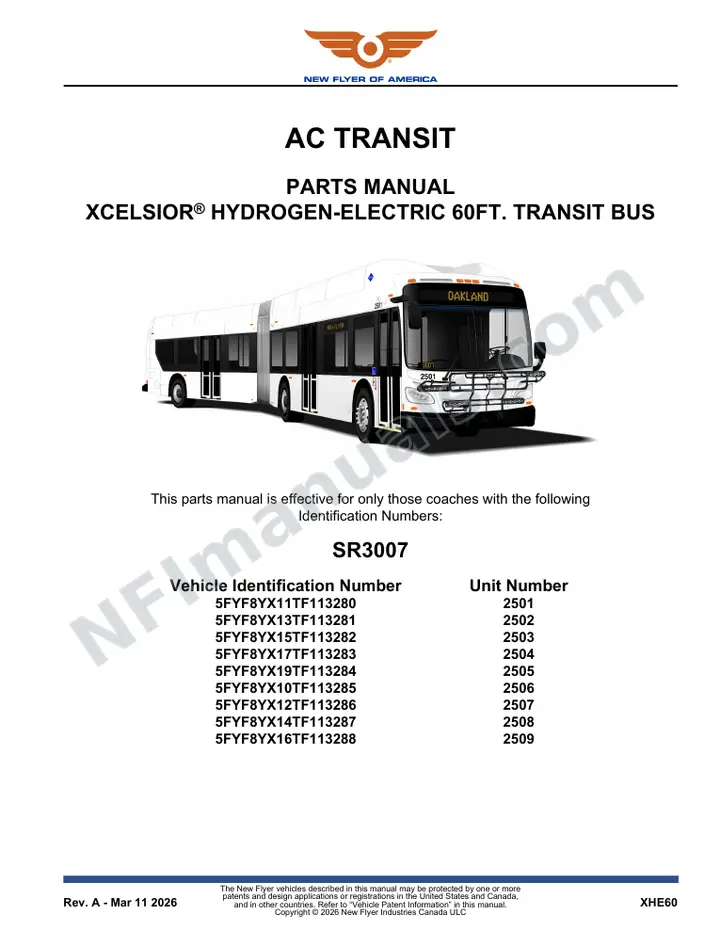 SR3007 Parts Manual, AC Transit first-page preview