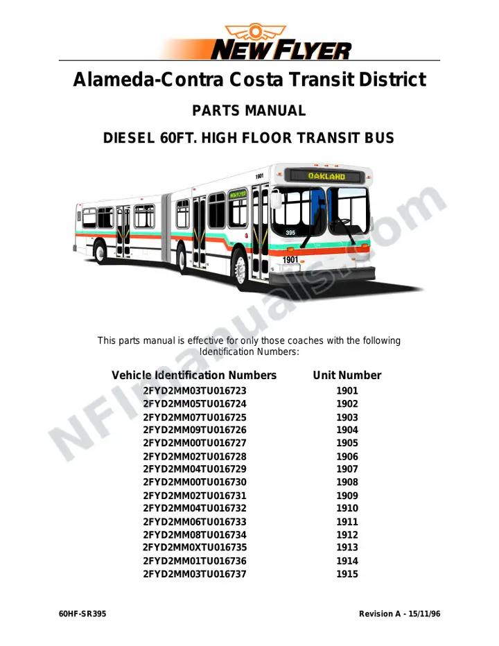 SR395 Parts Manual, AC Transit (Oakland) first-page preview
