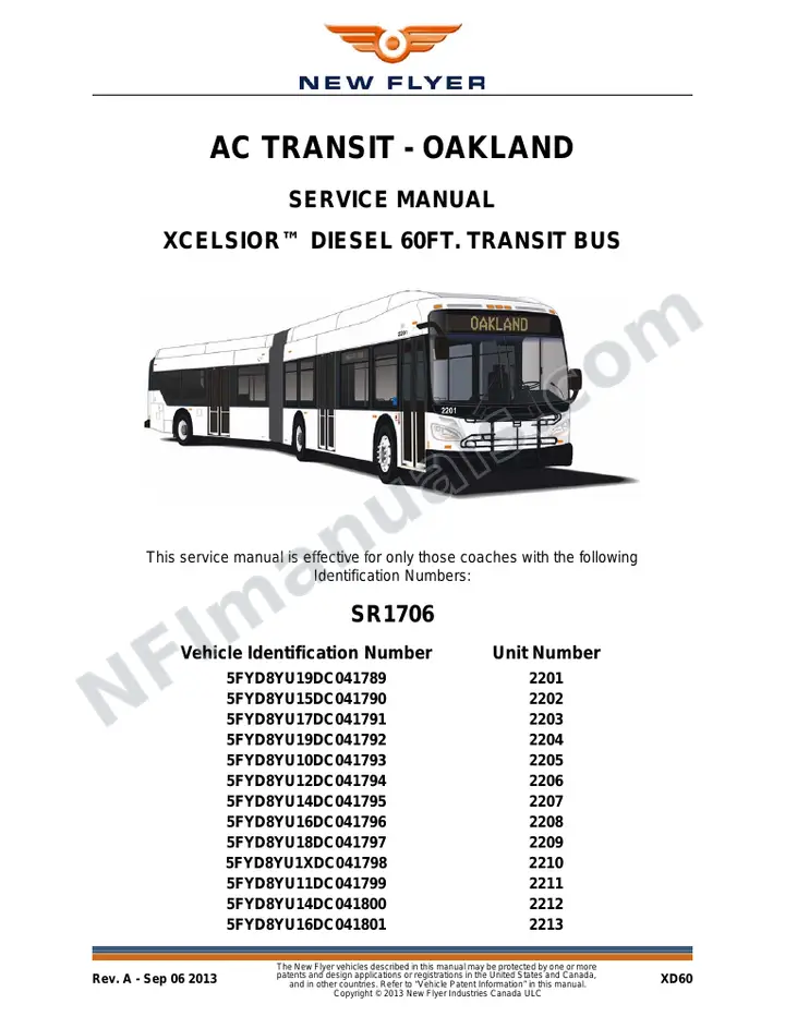 SR1706 Service Manual, AC Transit - Oakland first-page preview