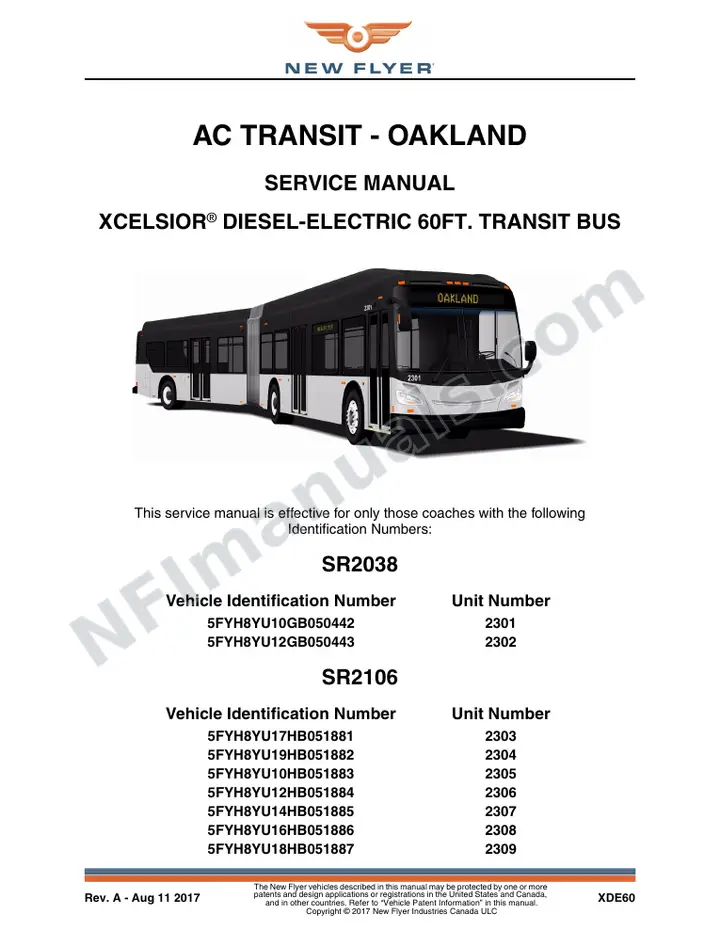 SR2038/2106 Service Manual, AC Transit - Oakland first-page preview