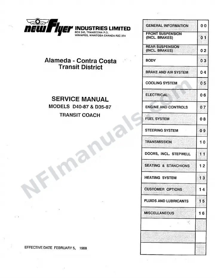 SR204/205 Service Manual, Alameda-Contra Costa Transit District first-page preview