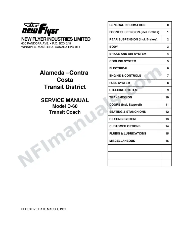 SR214 Service Manual, Alameda Contra Costa District (AC Transit) first-page preview