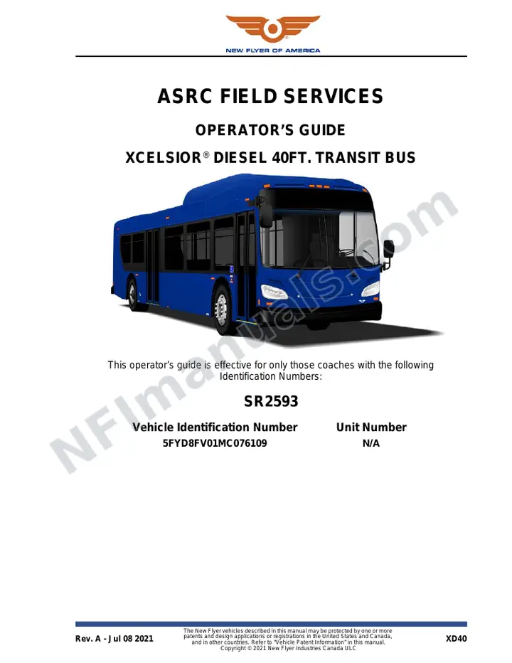 New Flyer XD40 Manual Package - ASRC Field Services included manual preview