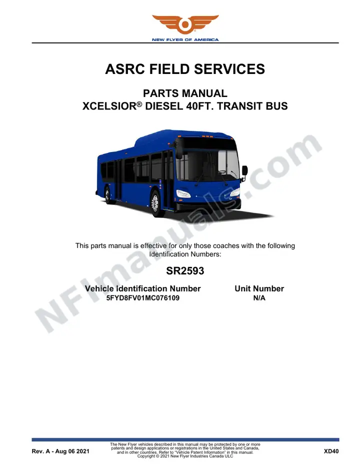 SR2593 Parts Manual, ASRC Field Services first-page preview