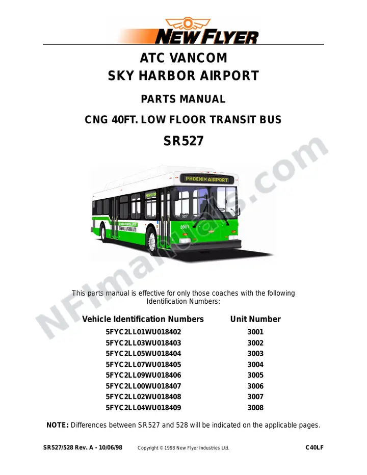 SR527/528 Parts Manual, ATC Vancom Sky Harbor Airport first-page preview