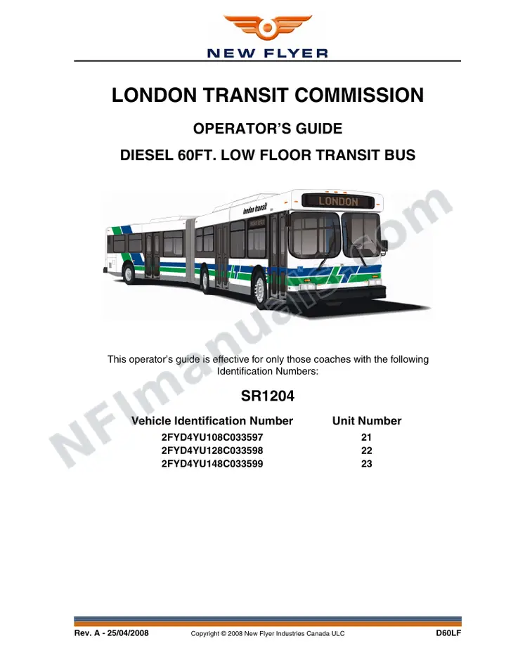 SR1204 Operator's Guide, London Transit Commission first-page preview