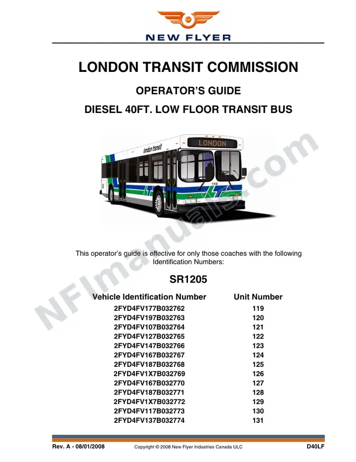 SR1205 Operator's Guide, London Transit Commission first-page preview