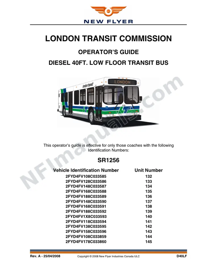 SR1256 Operator's Guide, London Transit Commission first-page preview