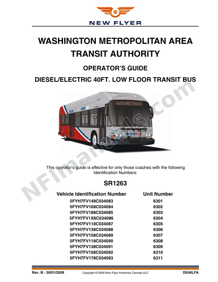 New Flyer DE40LFA Manual Package - Academy Bus Tours included manual preview