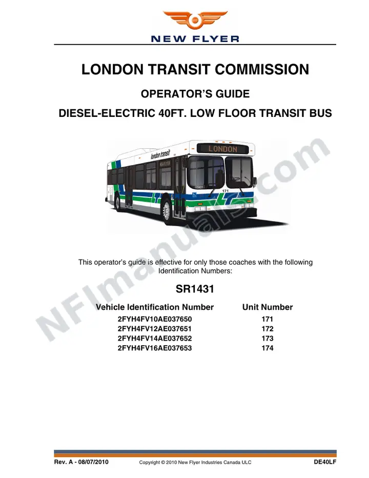 New Flyer DE40LF Manual Package - Academy Bus Tours included manual preview