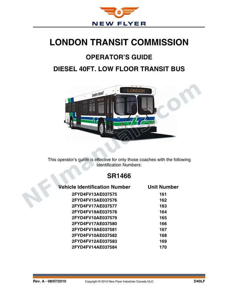SR1466 Operator's Guide, London Transit Commission first-page preview