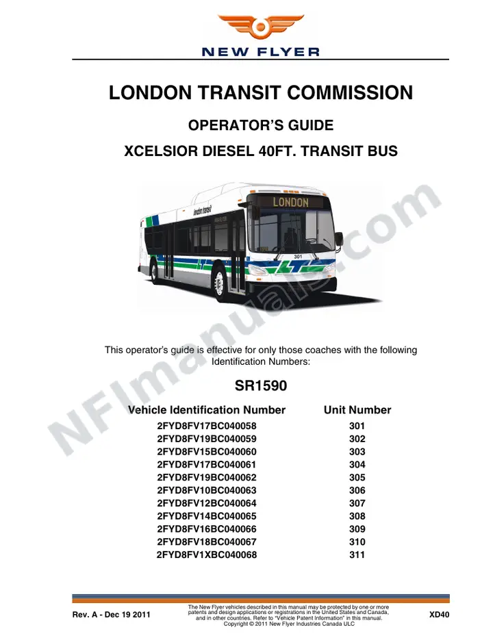 New Flyer XD40 Manual Package - Academy Bus Tours included manual preview