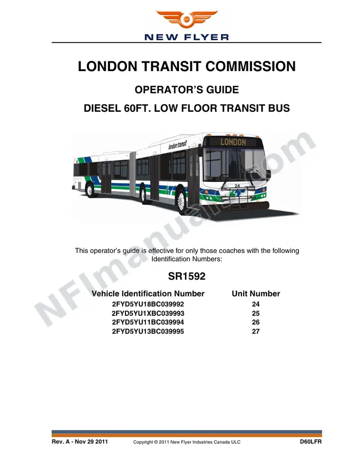 SR1592 Operator's Guide, London Transit Commission first-page preview