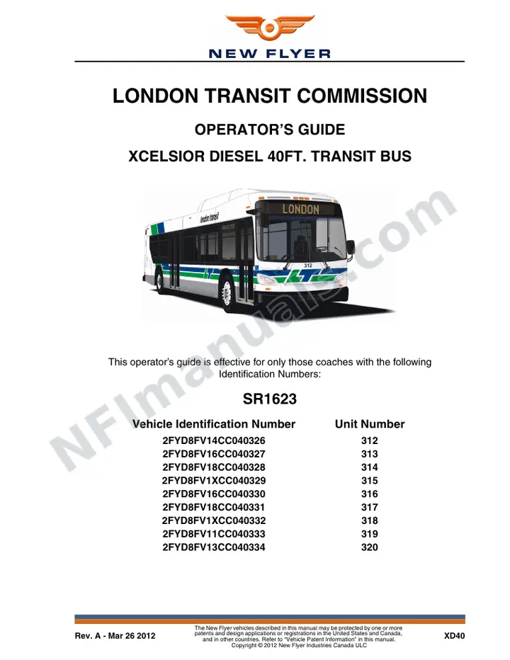 SR1623 Operator's Guide, London Transit Commission first-page preview