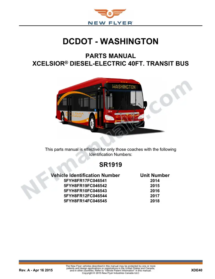 SR1919 Parts Manual, DCDOT - Washington first-page preview