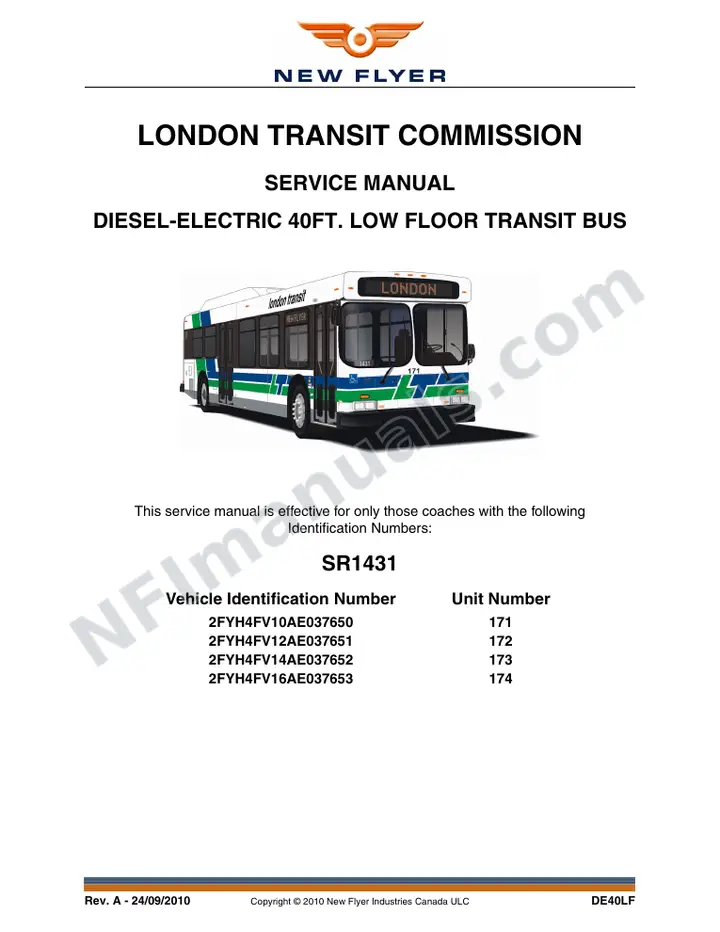 SR1431 Service Manual, London Transit Commission first-page preview