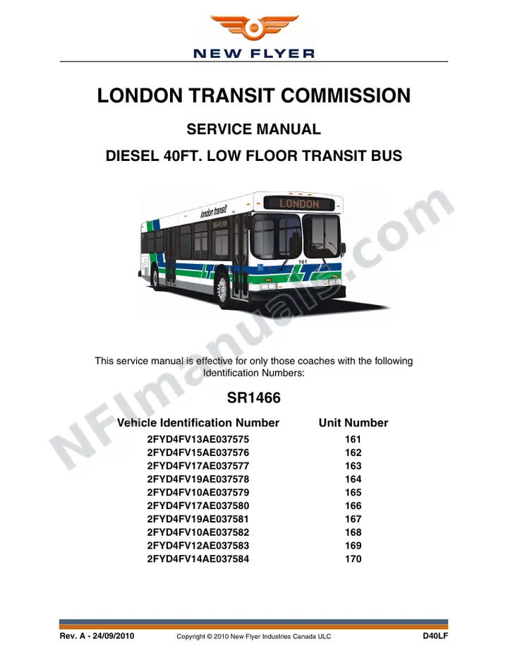 SR1466 Service Manual, London Transit Commission first-page preview