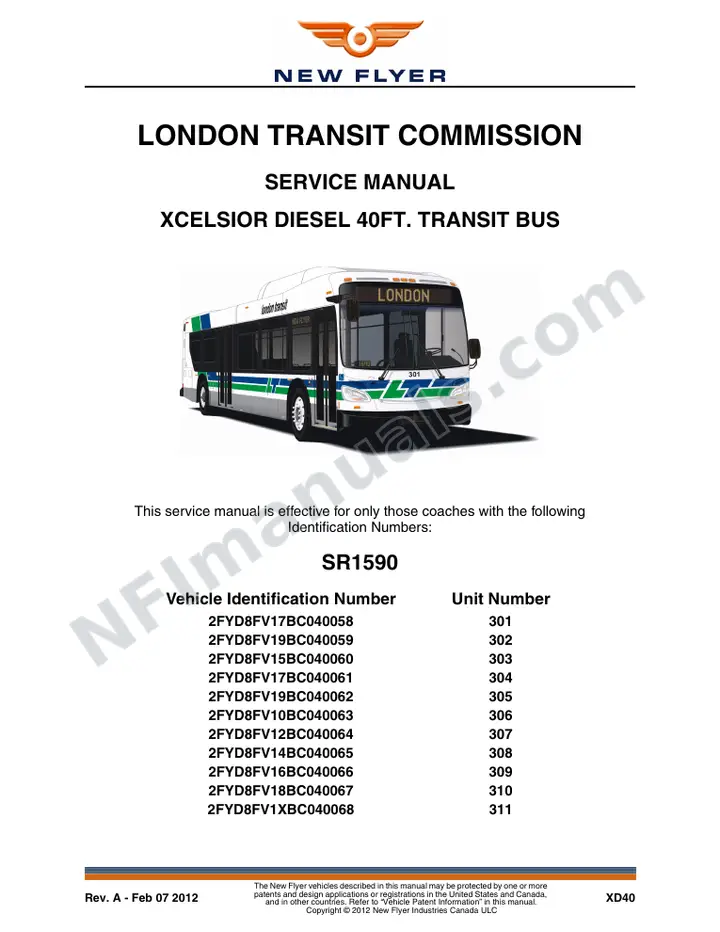 SR1590 Service Manual, London Transit Commission first-page preview