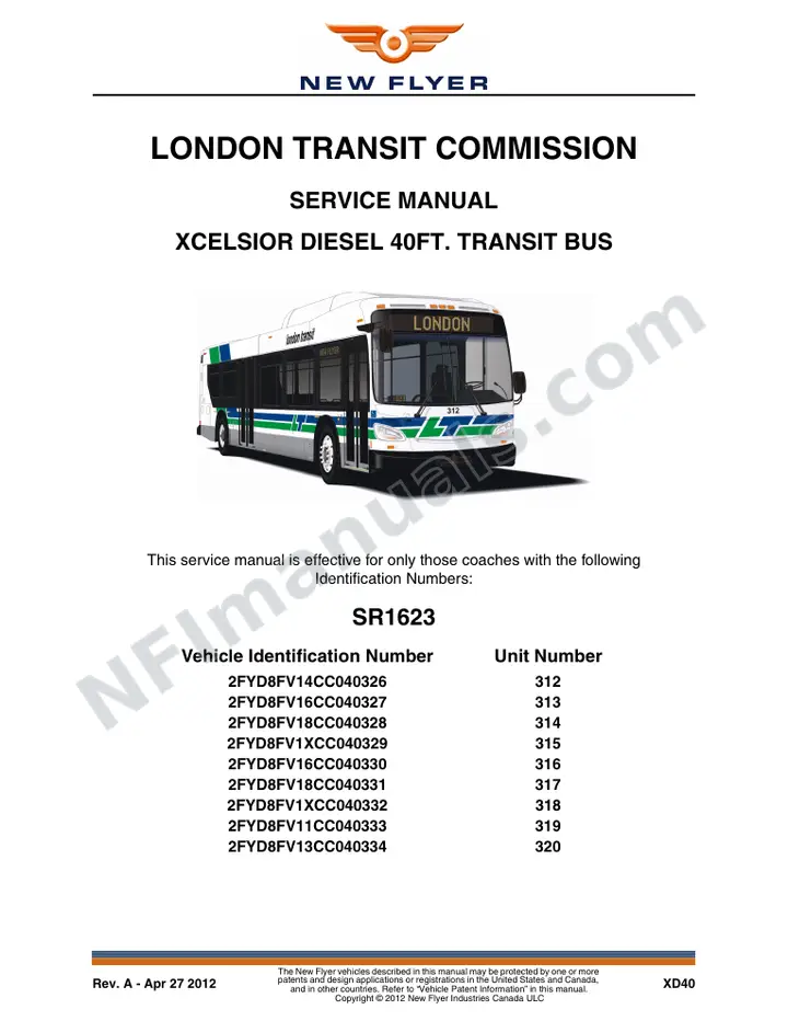 SR1623 Service Manual, London Transit Commission first-page preview