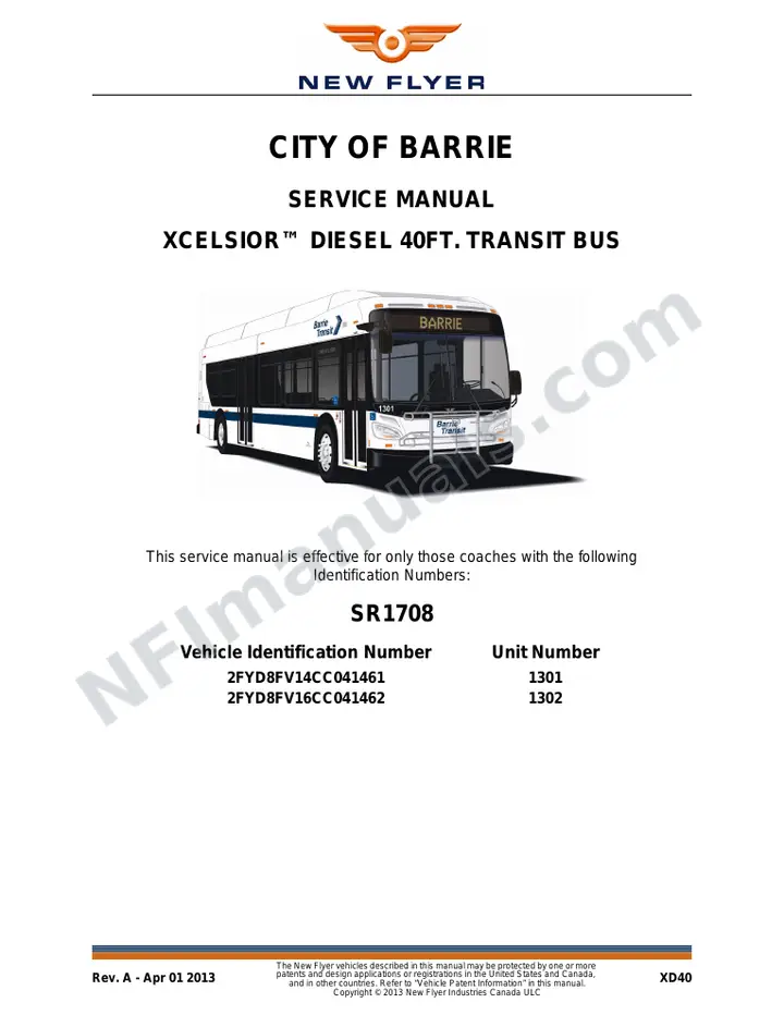 SR1708 Service Manual, City of Barrie first-page preview
