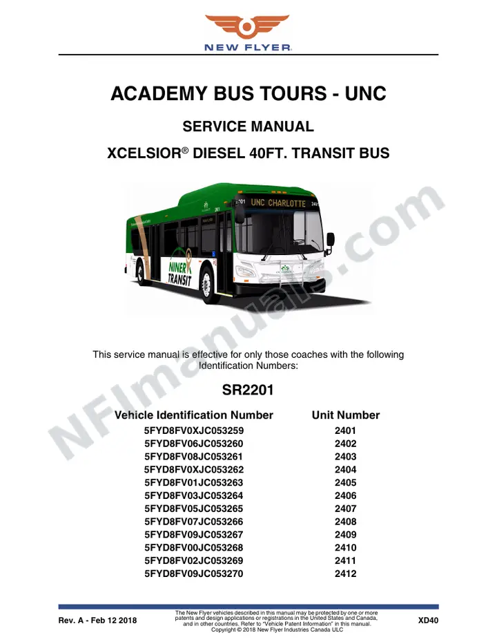 SR2201 Service Manual, Academy Bus Tours - UNC first-page preview