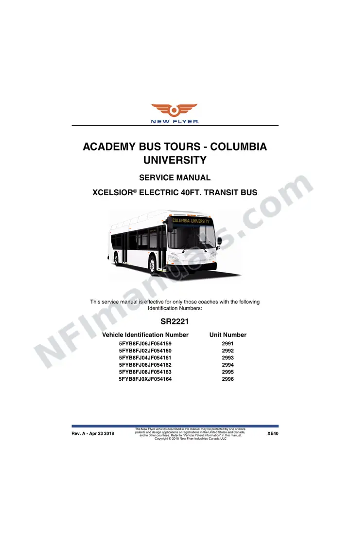 SR2221 Service Manual, Academy Bus Tours - Columbia University first-page preview