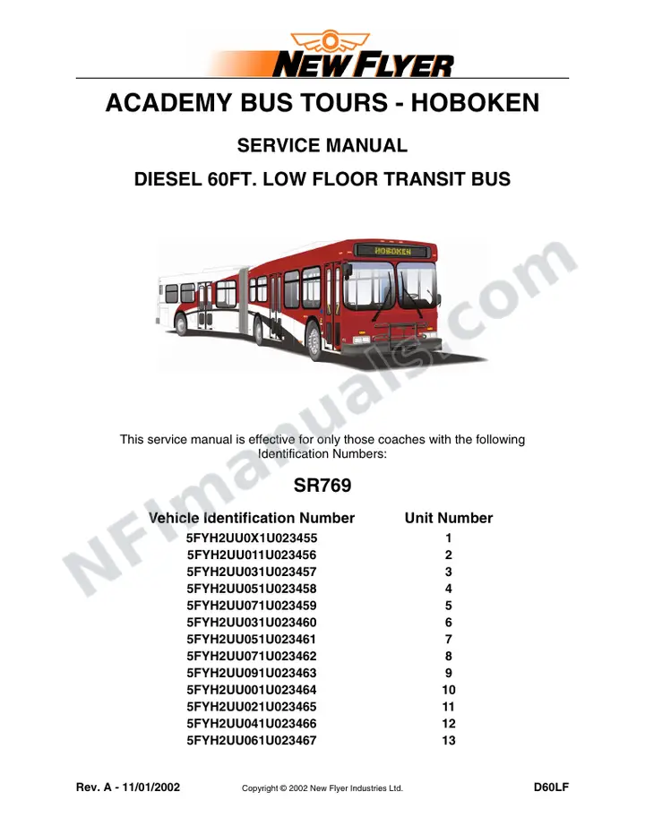 SR769 Service Manual, Academy Bus Tours - Hoboken first-page preview
