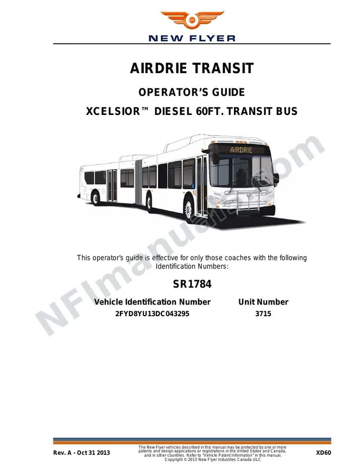 New Flyer XD60 Manual Package - Airdrie Transit included manual preview