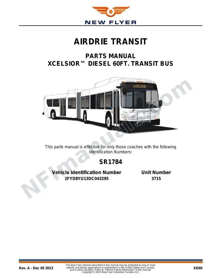 SR1784 Parts Manual, Airdrie Transit first-page preview